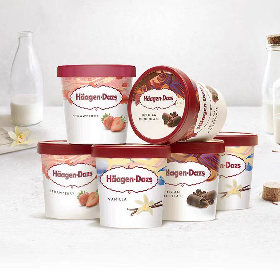 24杯哈根达斯81g小杯冰淇淋整箱包邮香草抹茶芒果巧克力法国进口