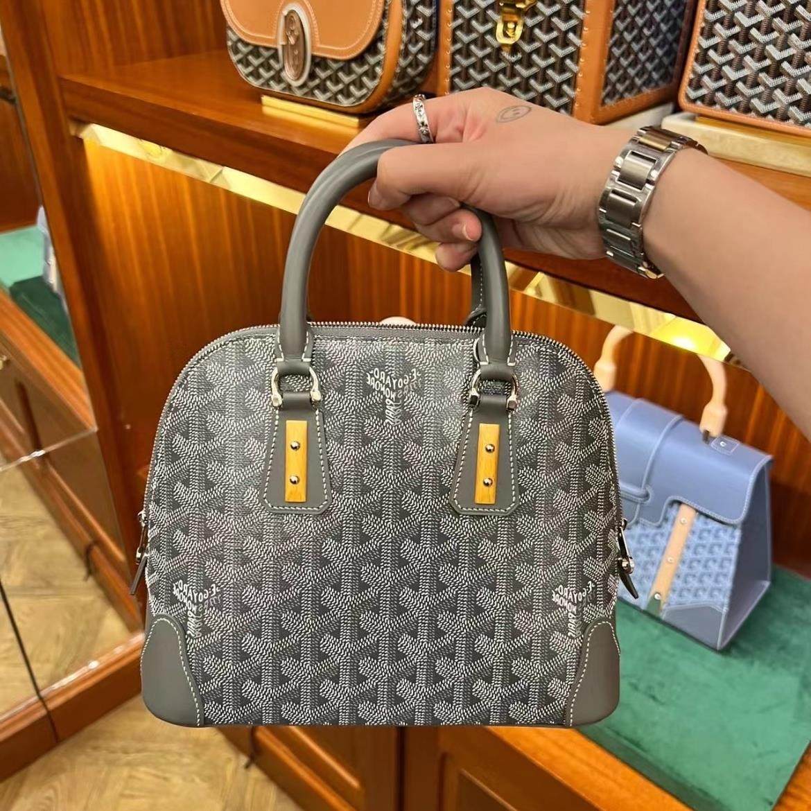 goyard/戈雅女包vendome迷你贝壳包mini手提包黑棕单肩斜挎狗牙包