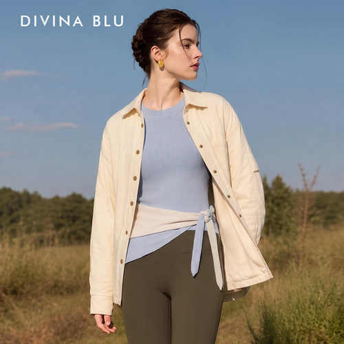 DIVINA BLU迪唯纳波尔图系列绵羊毛衬衫保暖瑜伽外套秋冬运动上衣