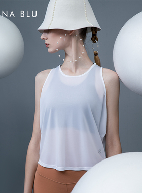 DIVINA BLU无袖透气速干瑜伽服宽松运动背心跑步罩衫健身服上衣女