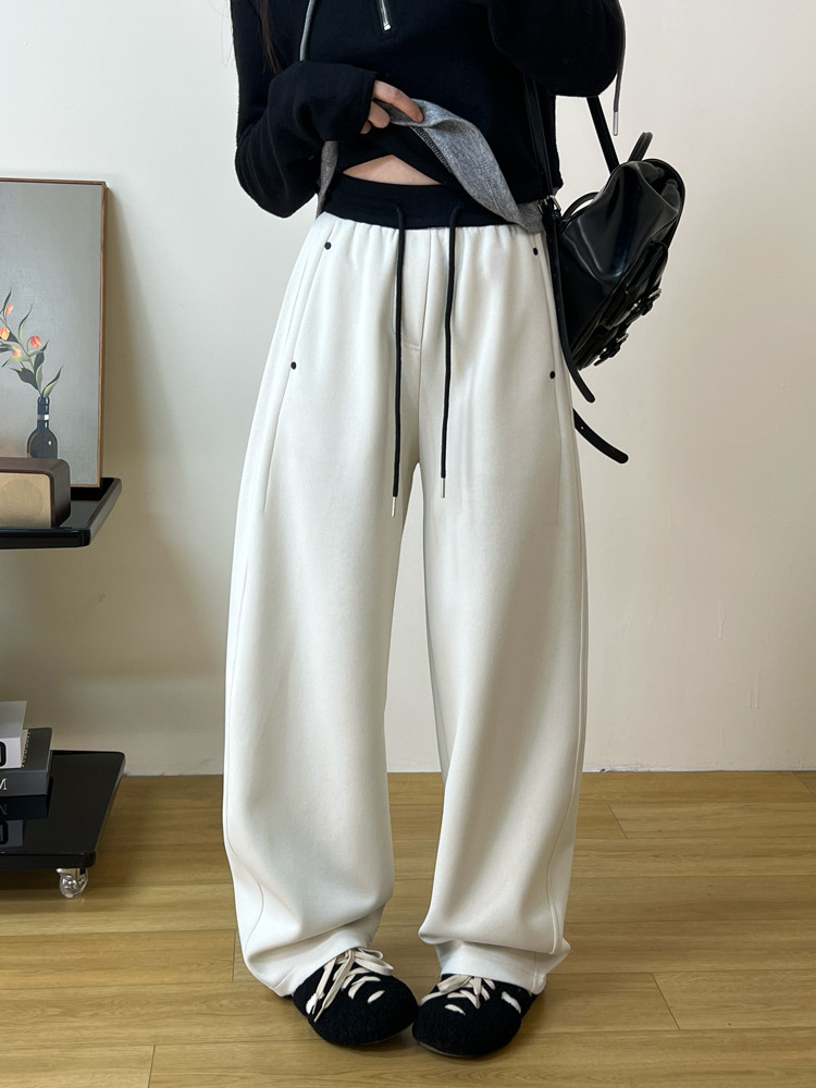 弯刀阔腿裤女春秋2025年新款高腰显瘦百搭休闲卫裤宽松直筒运动裤