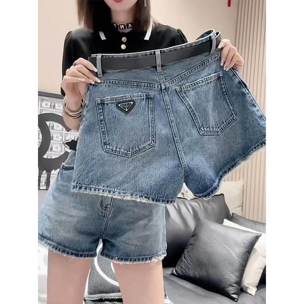 牛仔短裤女夏季薄款2025新款小个子高腰显瘦宽松休闲a字阔腿热裤