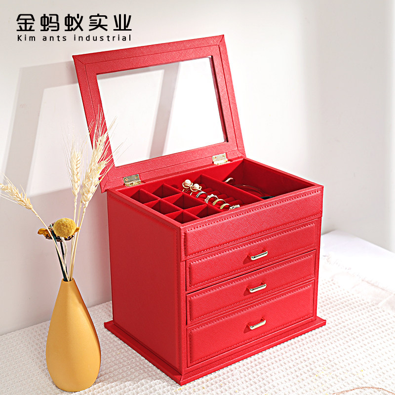 红色抽屉手饰品收纳盒