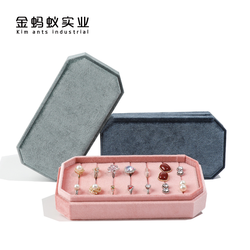 韩国绒戒指托盘高档ins耳钉耳环盘饰品展示架 翡翠宝石珠宝收纳盒