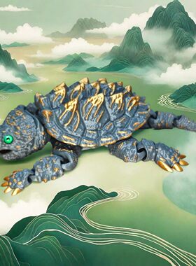 逼真漂亮鳄龟桌面摆件乌龟模型茶宠可爱王八手办玄武神兽3d打印