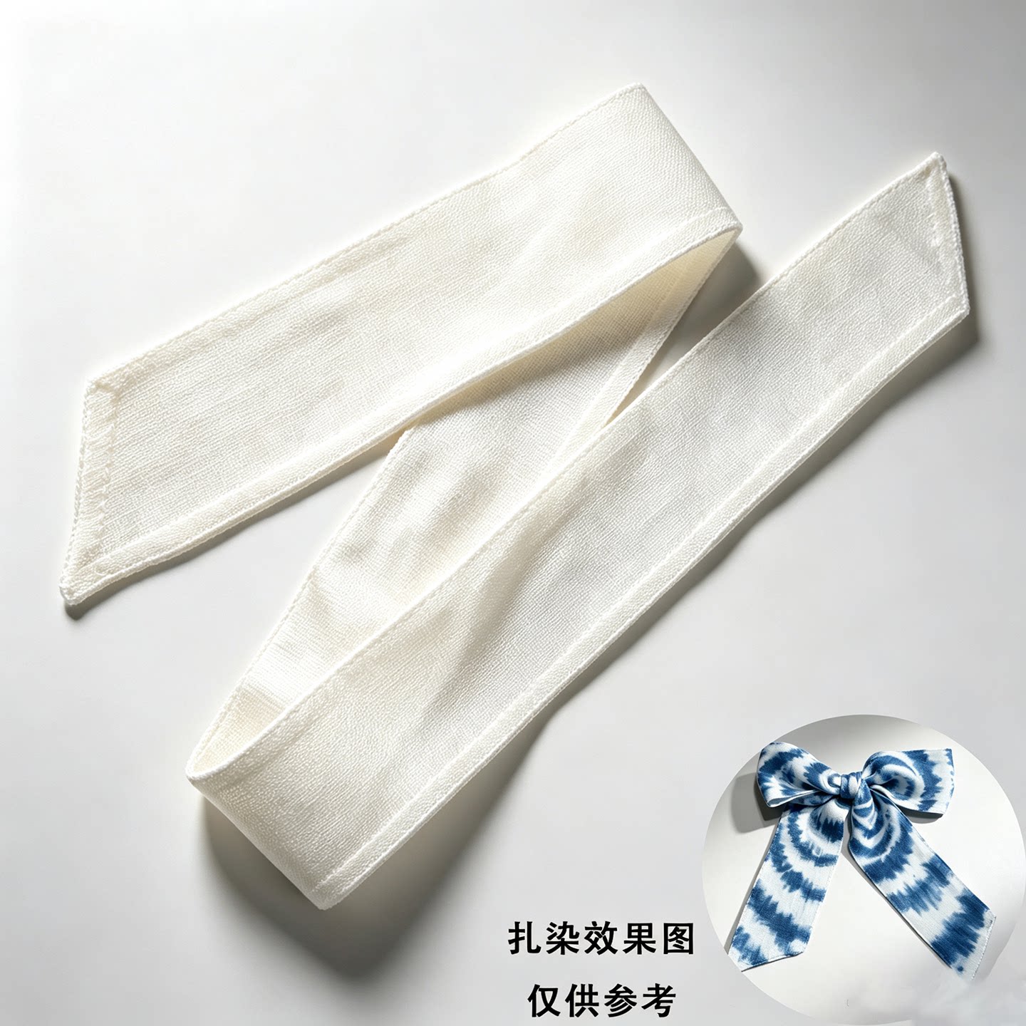 可手工扎染羊毛飘带蝴蝶结发带 新中式长丝带发绳半扎发头饰