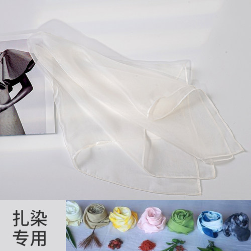 手工扎染蓝染纯棉真丝手帕方巾