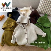 儿童连帽针织衫 宝宝加厚外套QY658 男童毛衣女童纯色开衫 6岁秋季