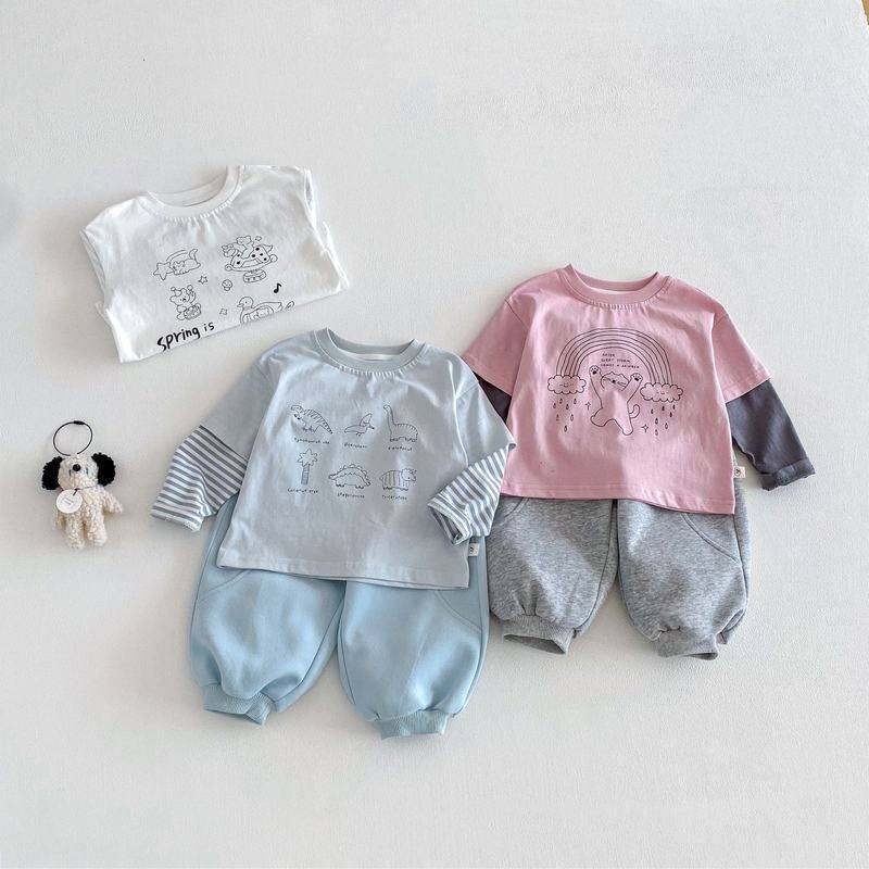 条纹印花2026宝宝卡通T韩版时尚潮打底衫拼袖T恤新款春季男童儿童,童装/婴儿装/亲子装,连身衣/爬服/哈衣,淘宝优惠券,粉丝福利购,淘宝优惠卷