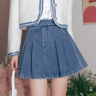 ISTYNI官方店牛仔百褶裙冬季新款