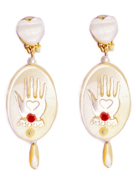 Unlogical Poem复古小众重工亚克力贝母立体耳夹耳饰 2款