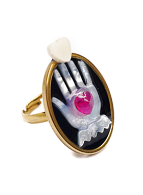 Unlogical Poem时髦复古贝母撞色活口戒指 3款