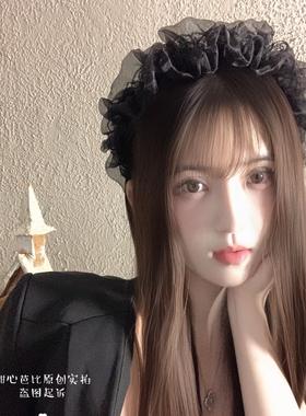 甜心芭比原创网纱褶皱发箍女蝴蝶结高颅顶显脸小带齿头箍黑色发卡