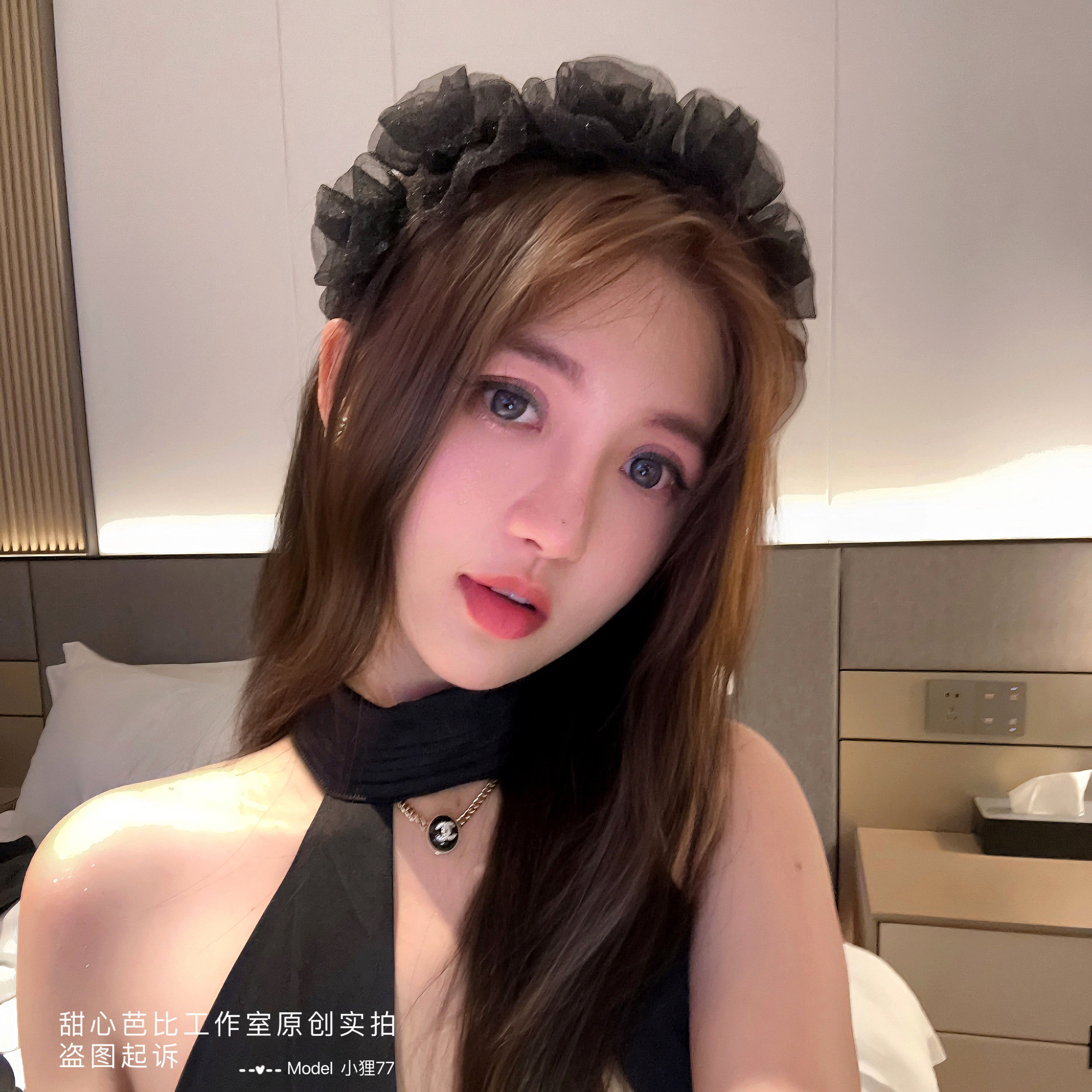 2025春夏款性感黑纱玫瑰发箍花朵发饰网纱蕾丝发卡增高颅顶宽边女