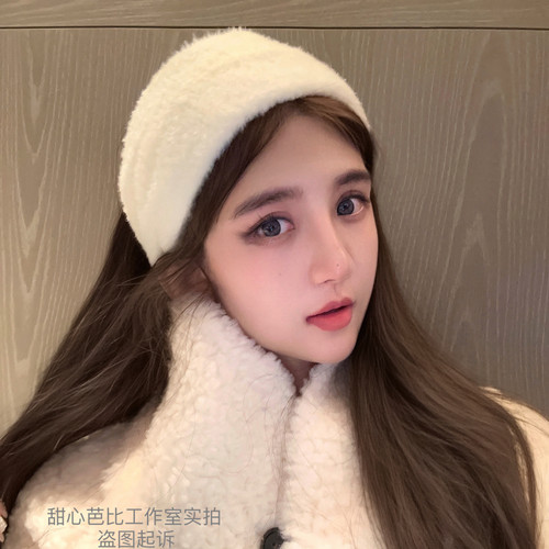 甜心原创毛毛宽边发箍增高颅顶外出毛绒头箍少女气质皮草高级头饰