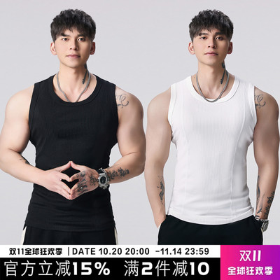 GD重磅300g无袖显大背心男夏季运动休闲健身训练坎肩T恤打底衣服