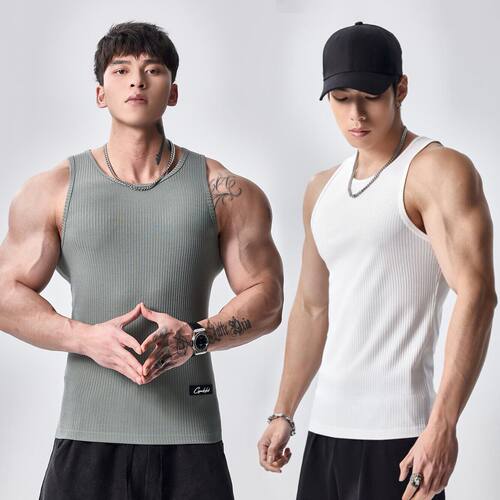 GYMDOG无袖男修身条纹背心