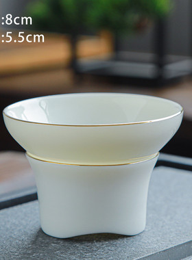 羊脂玉茶漏网茶滤器陶瓷家用茶隔白瓷茶叶分离过滤网功夫茶具配件