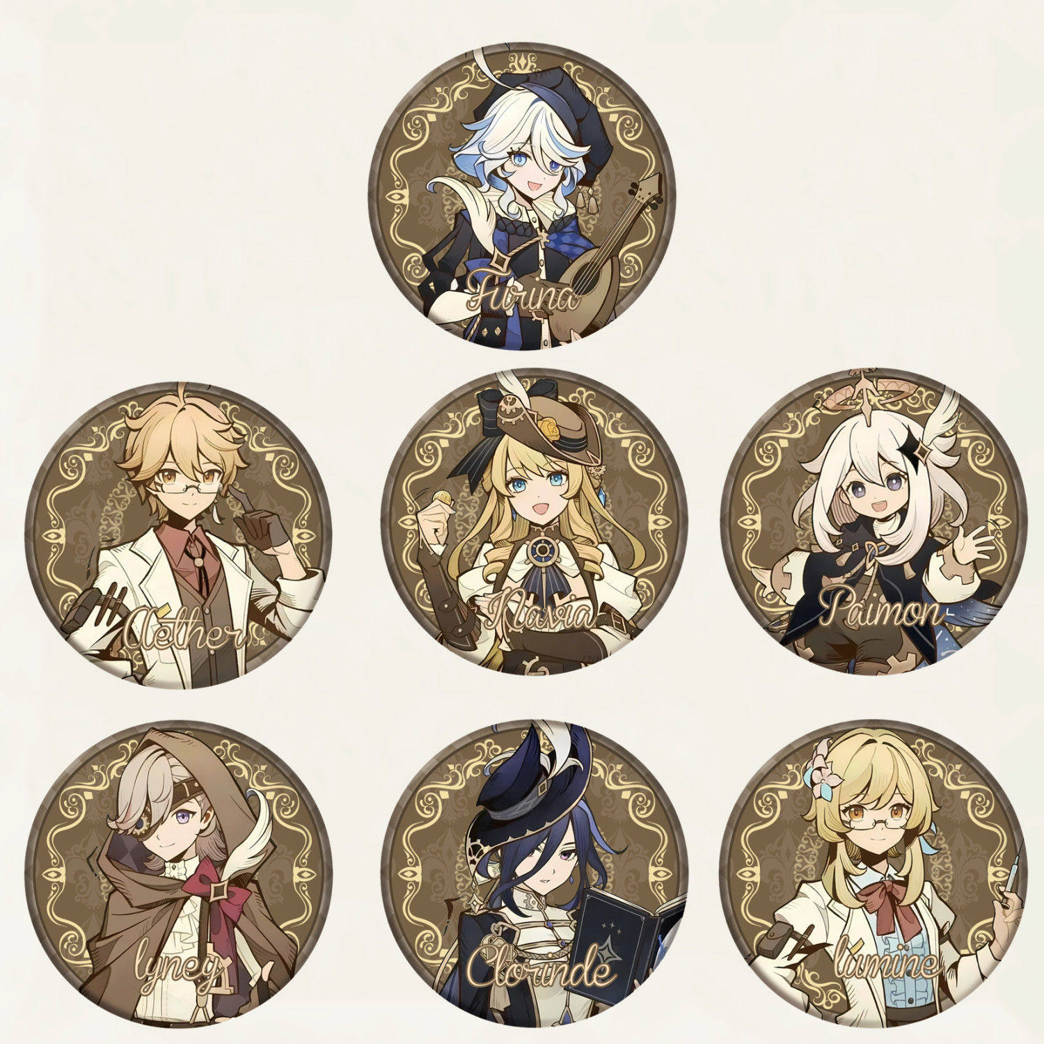 自制原神逐影猎人·审判之时镭射吧唧徽章周边芙宁娜荧空林尼琳德