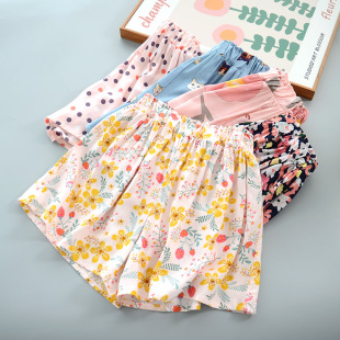 中大童短裤 洋气童装 儿童人造棉凉快沙滩热裤 棉绸碎花裙裤 女童夏季
