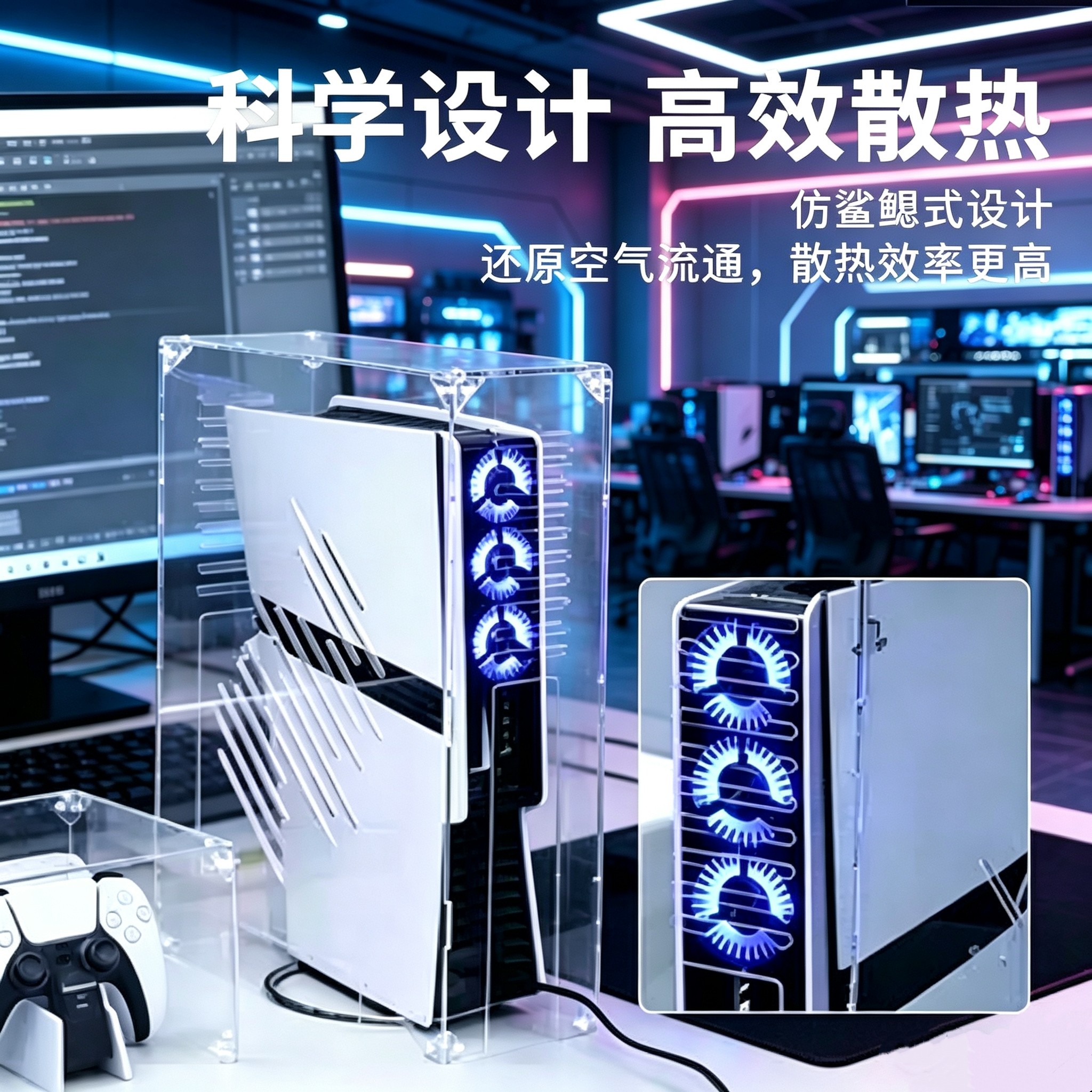 亚克力防尘罩PS5展示散热收纳盒图片