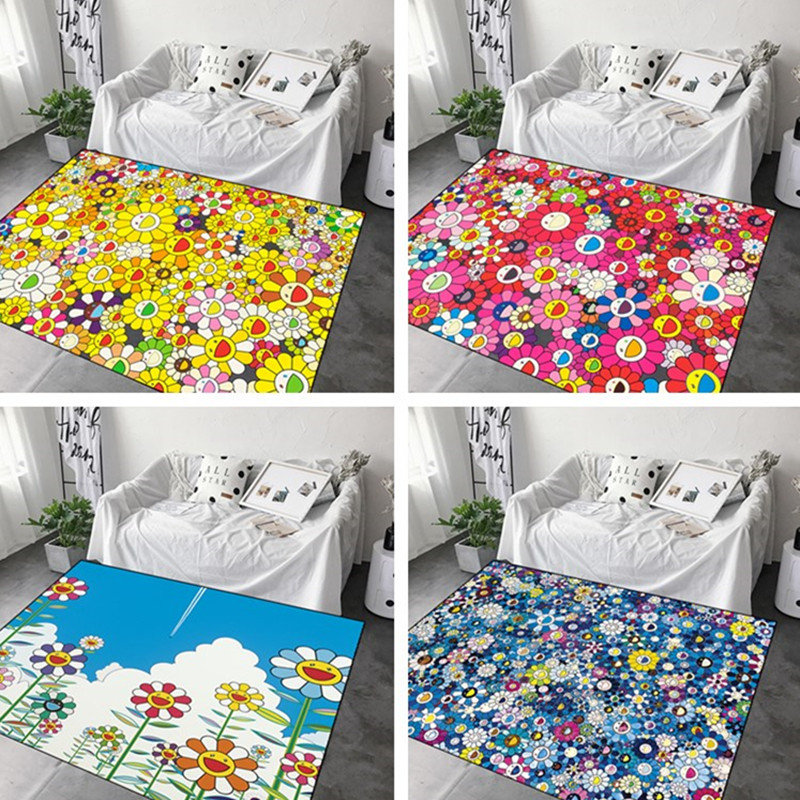 村上隆太阳花地毯潮牌客厅卧室床边公主粉色儿童房幼儿园地毯室内在类目 居家布艺, 地毯中 - 来自Buy2taobao.com提供专业的淘宝代购服务