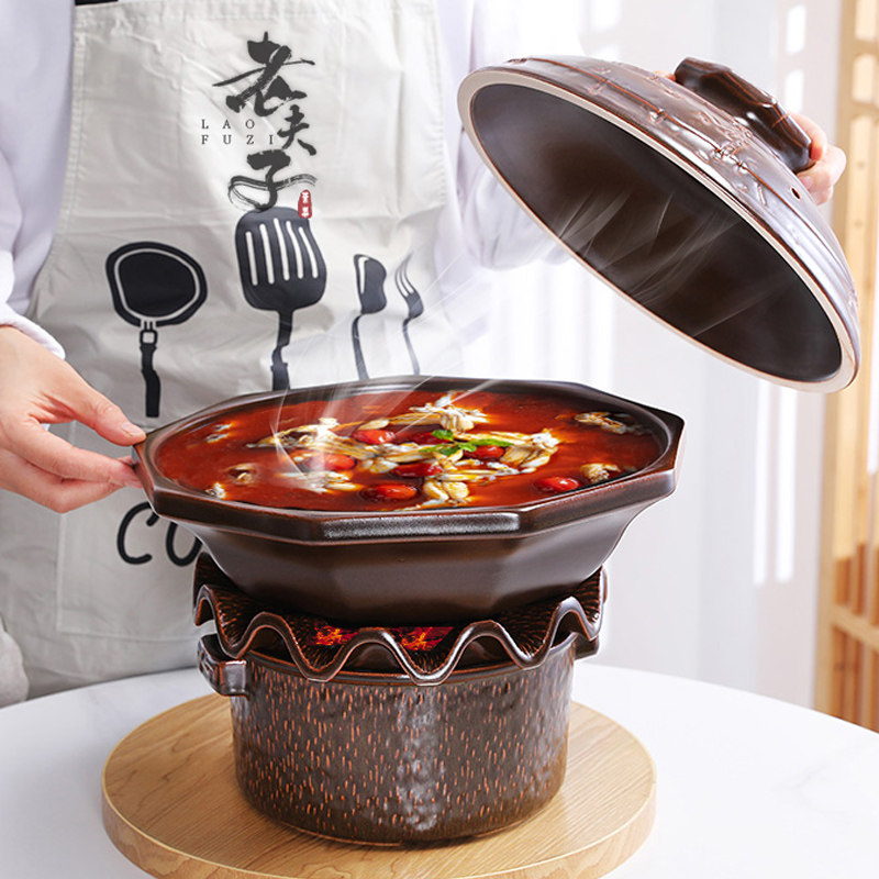 老式户外干锅烧烤火锅家用木炭酒精砂锅煲炖汤打边碳炉子燃气商用