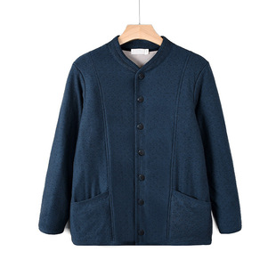 中老年男士棉衣冬季外穿蚕丝夹层保暖加厚宽松大码爸爸棉袄爷爷装