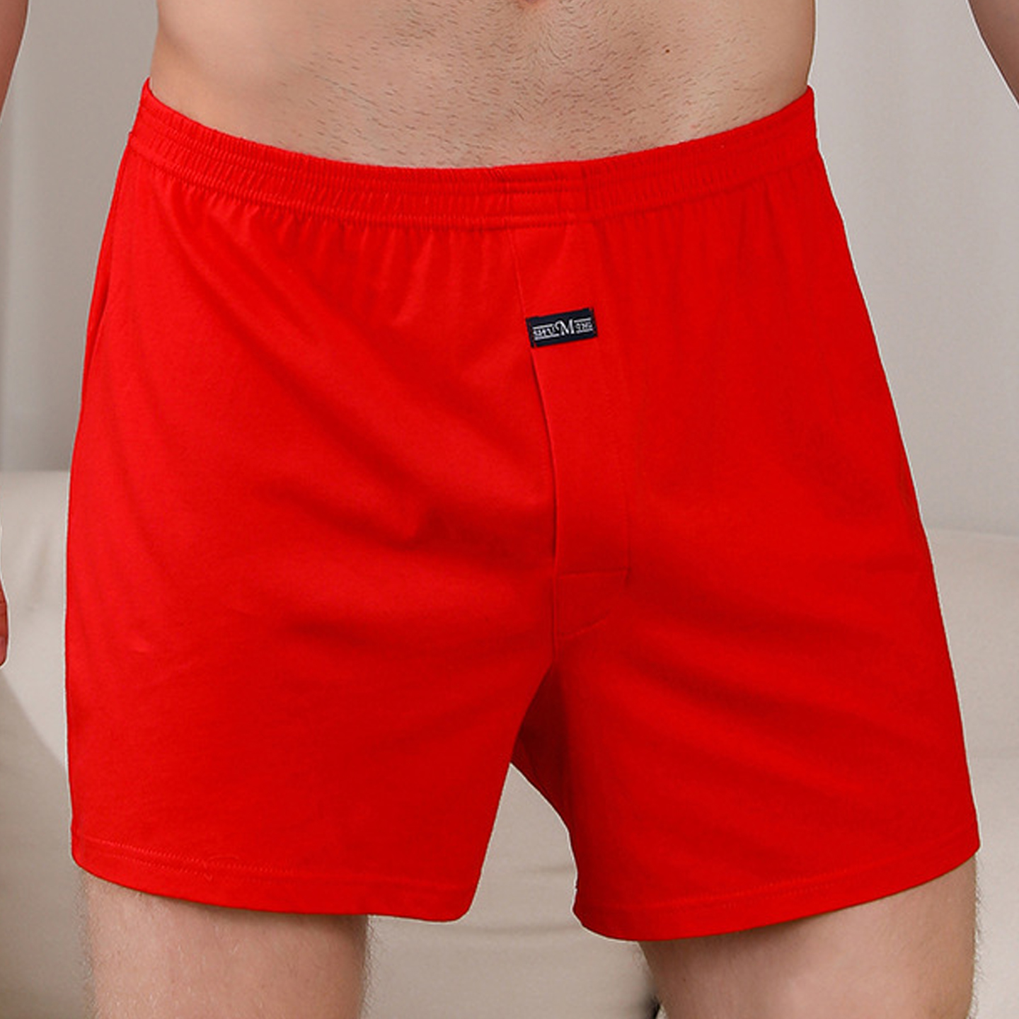 男士大码阿罗裤前开扣平角裤宽松高腰纯棉内裤底裤短裤全棉四角裤