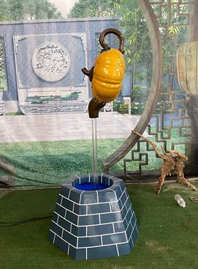 玻璃钢悬空天壶雕塑茶园饭店开业装饰悬浮壶招财流水泵壶落地摆件