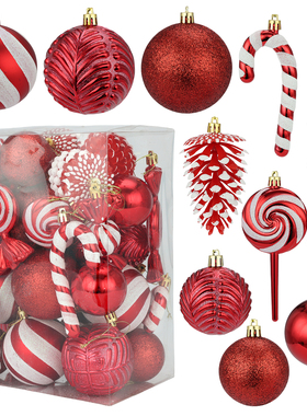 龙虎跨境圣诞球圣诞挂件礼盒套装圣诞树配件糖果拐杖圣诞节装饰
