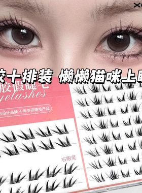 XOYO免胶懒懒猫咪假睫毛浓密上镜升级手绘漫画感落尾狐斜飞小懒猫
