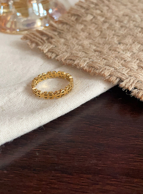 欧美风钛钢不掉色美元钱币招财戒指ins简约小众设计镀18K金色指环