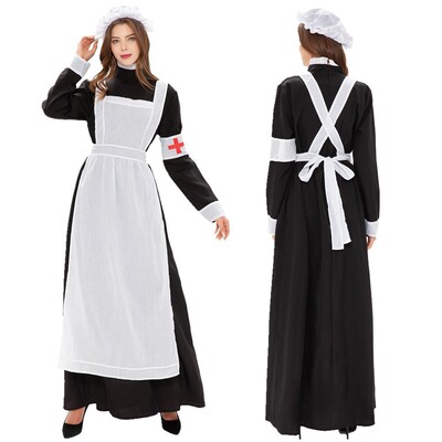 外贸欧美亚马逊万圣节cos服装红十字会派对衣服舞台表演服装套装
