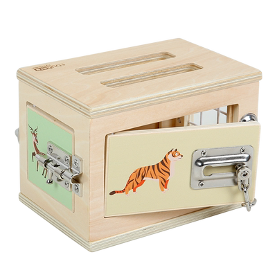 木质1-3岁多面锁箱蒙特梭利