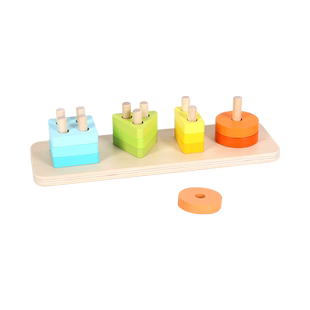 贝乐多EDUcare插柱排序拼图1-2-3岁形状套柱颜色辨别宝宝精细动作