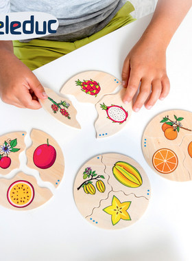 德国beleduc过程拼图果实11581儿童10种水果生长过程演变认知拼板