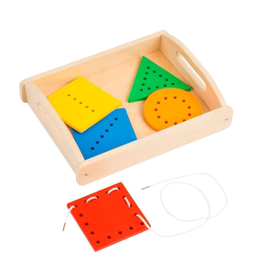 早教中心穿绳穿编生活技能学习 系鞋带游戏 穿针引线双手协调玩具