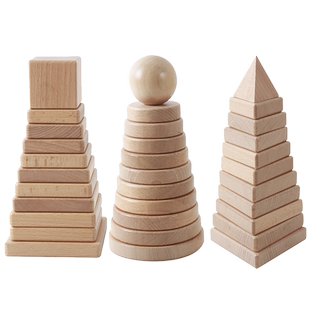 贝乐多VIVAIO几何体堆叠积木套装  排序套叠计数比较大小形状堆塔