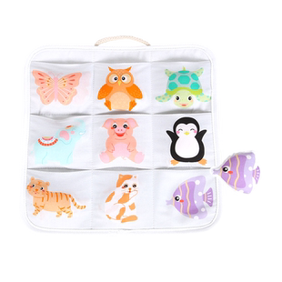 动物玩偶图案匹配玩具托育宝宝捉迷藏贝乐多EDUcare口袋动物挂板