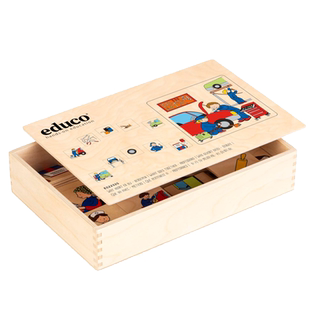 EDUCO卡片分类游戏社会职业4岁+认知早教配对木质两两一组6大主题