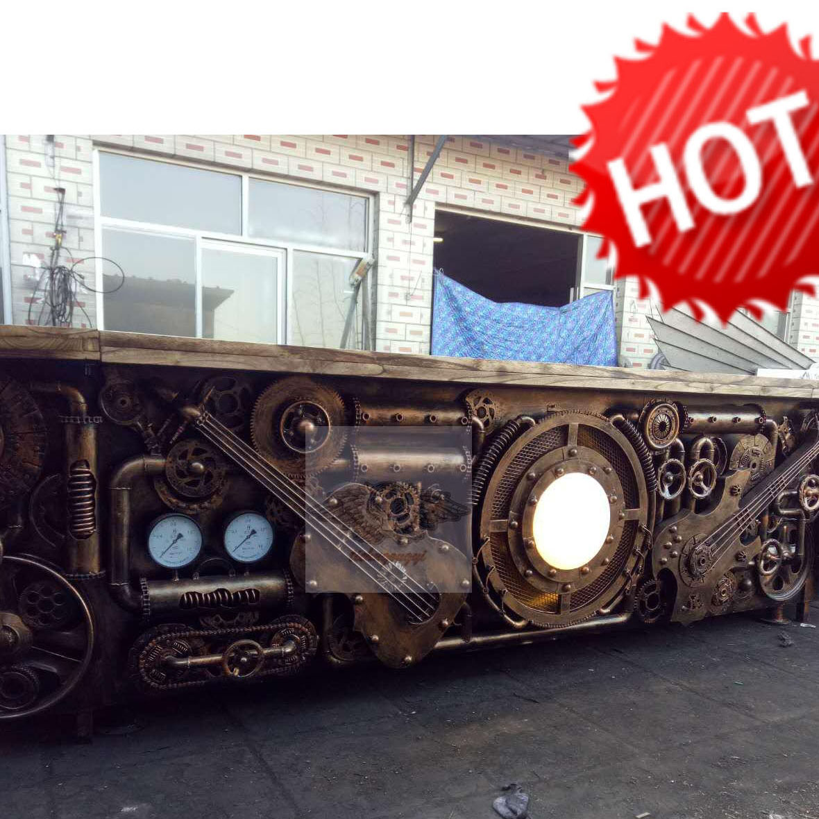 loft工业风酒吧台复古收银台餐厅清吧烧烤店接待台美发店前台铁艺