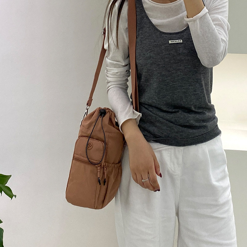 新款帆布水壶包户外运动健身水杯套手机包大容量保温杯单肩斜挎包