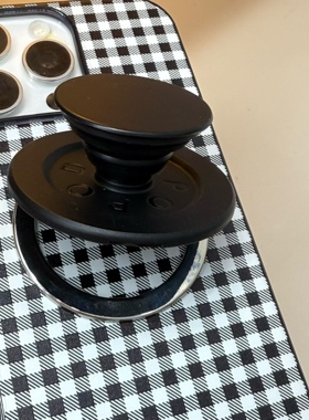 新品 泡泡骚强磁吸手机壳 立体磁吸支架黑白棋盘 黑色kitty 磁吸支架iphone17promax苹果13/14/15/16手机壳