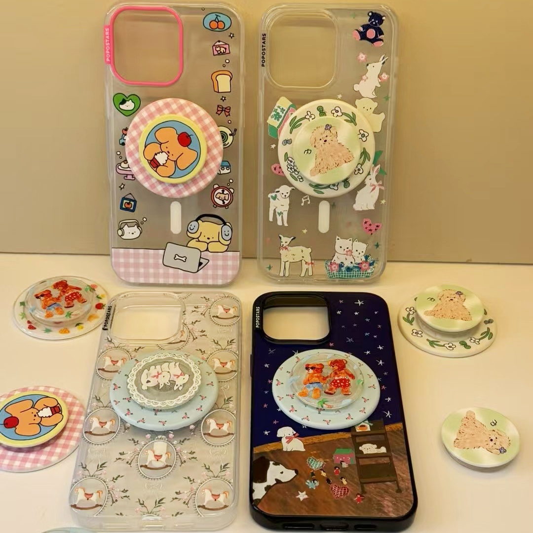 【新青青呼吸-泡泡骚高版强磁吸手机壳】苹果iPhone17promax16/15 幸福小狗 小兔的梦支架平替适配popsockets
