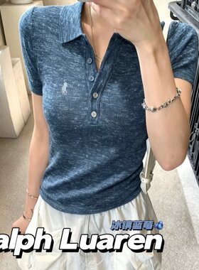 2026夏新款老钱风小马刺绣polo领短袖T恤修身显瘦肌理感透气上衣