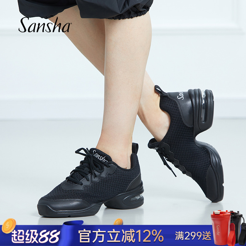sansha三沙运动舞蹈鞋女软底网面