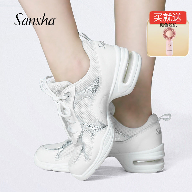 Sansha 三沙广场舞跳舞鞋女 软底现代舞鞋缓震气垫四季网面运动鞋