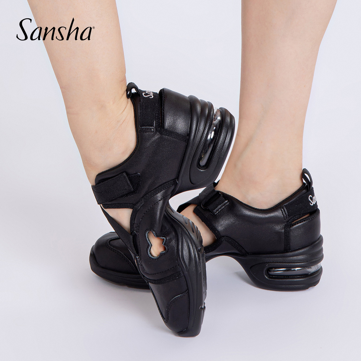 Sansha 法国三沙广场舞鞋女 真皮跳舞鞋牛透气凉鞋现代舞鞋跳操鞋