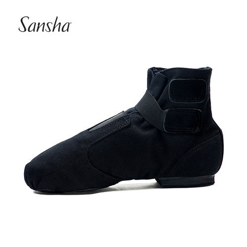 sansha正品魔术扣面皮爵士舞鞋